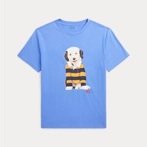 Polo Ralph Lauren Blue Dog-Print Cotton Jersey Tee (Size S/8)